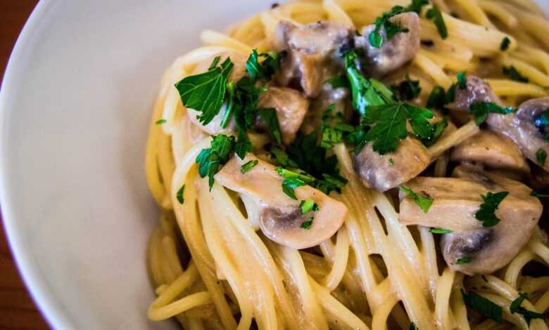 pasta, mushroom, food