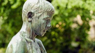 sculpture, bronze, child, boy, grief, park, freiburg, sculpture, child, child, boy, boy, boy, boy, boy