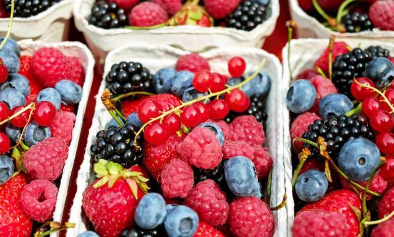 berries, fruits, raspberries