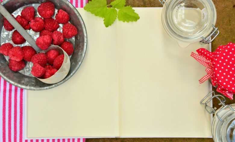 raspberries, recipe book, raspberry jam