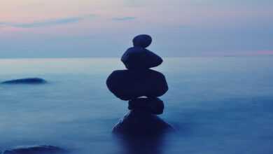 balance, stones, ladoga, evening, summer, russia, lake, nature, water, yoga