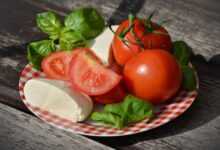 tomatoes, caprese, mozzarella, basil, tomato and mozzarella salad, starter, fresh, mediterranean, red, meal, healthy, salad, nourishment, italian, italy, tomatoes, salad, salad, salad, salad, salad, italy