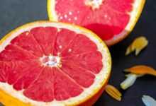 grapefruit, cross section, half