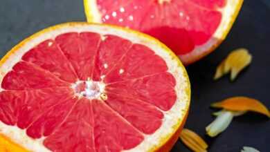 grapefruit, cross section, half