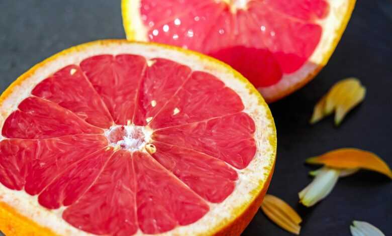 grapefruit, cross section, half