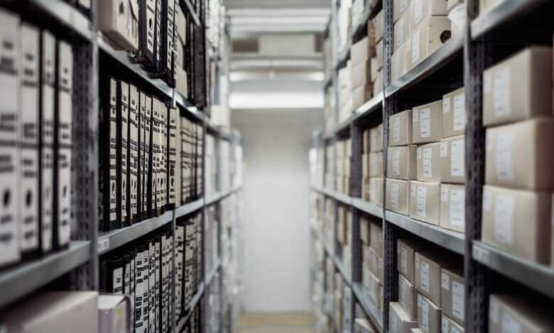 archive, boxes, shelf