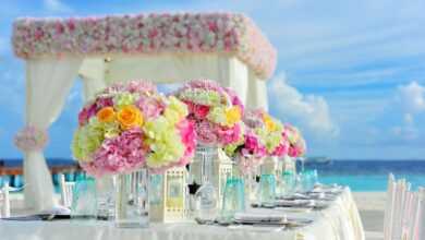 beach, wedding, reception