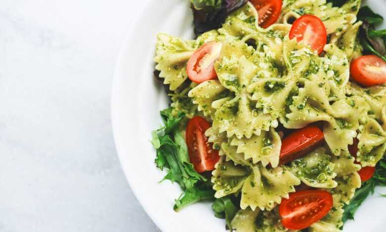 pasta, pesto, farfalle