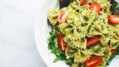 pasta, pesto, farfalle