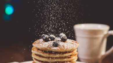 blueberries, breakfast, pancakes