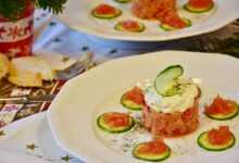 salmon, salmon tartar, tartare, fish, cucumber, tomato, cream cheese, food, nourishment, yummy, meal, smoked fish, nature, fishing, delicacies, gourmet, starter, plate, christmas, christmas dinner, tasty, porcelain, festive, specialty