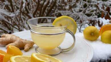 ginger, hot lemon, tea, lemon, snow, juice, cold, defense, health, immune system, vitamins, healthy, nature, flu, winter, prevent