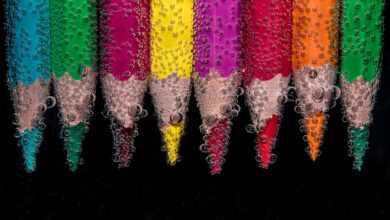colorful, pencils, submerged, underwater, air bubbles, colored pencils, coloring pencils, art materials, coloring materials, wet, color, creativity, creative, art, color, art, art, art, art, art