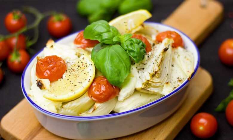 fennel, vegetables, oven baked vegetables