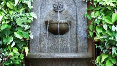 fountain, wall fountain, greenery, wall, water, water flowing, green, nature, cool, peaceful, calm, refreshing, green wall, green calm, green peace