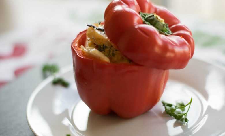 stuffed pepper, food, stuffed