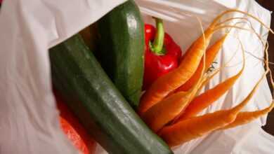 shopping bag, market, vegetables