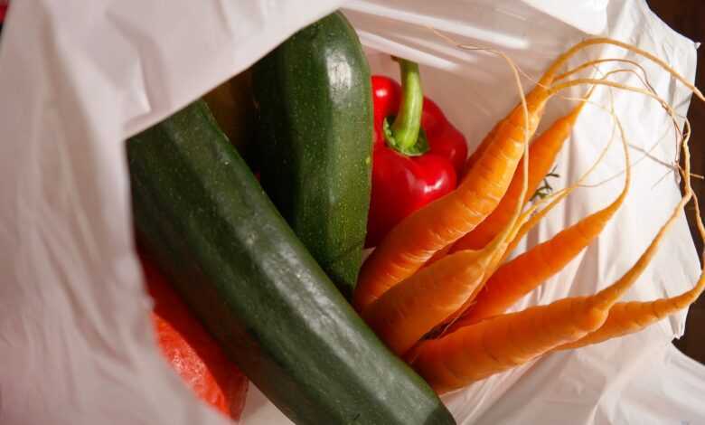 shopping bag, market, vegetables