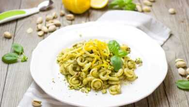 pasta, noodles, pesto