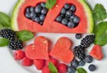 watermelon, berry, fruit, heart, blueberries, nature, blackberries, raspberries, fresh, ripe, organic, vitamins, detoxify, diet, healthy, dessert, summer, food, cookie cutter, vegetarian, fructose