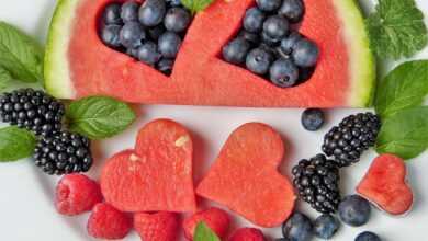 watermelon, berry, fruit, heart, blueberries, nature, blackberries, raspberries, fresh, ripe, organic, vitamins, detoxify, diet, healthy, dessert, summer, food, cookie cutter, vegetarian, fructose