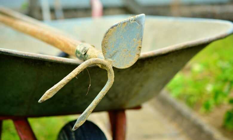 hoe, wheelbarrow, gardening, working device, cart, gardening equipment, hoe, hoe, hoe, hoe, hoe