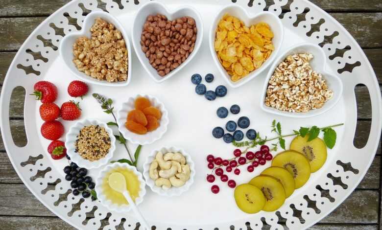 tray, breakfast, muesli