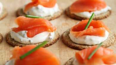 canape, salmon, appetizer