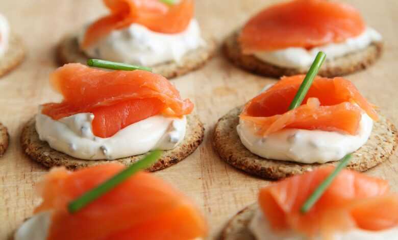 canape, salmon, appetizer