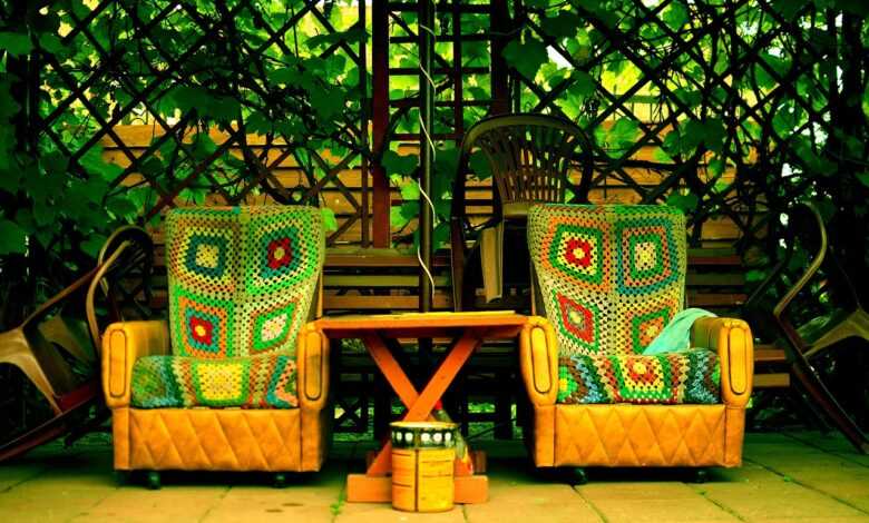 armchair, arbor, rest, idyll, green, garden, home garden, nature, comfort