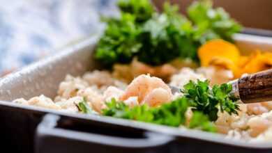 shrimp, risotto, shrimp risotto, meal, food, rice, kitchen, risotto, risotto, risotto, risotto, risotto