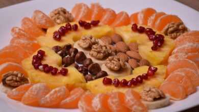food, sweet, delicious, breakfast, plate, meal, refreshment, fruit, healthy, nutrition, diet, banana, nuts, organic, weight, loss, dieting, vegetarian, vitamin, protein, walnuts, raisins, fitness, balanced, superfood, antioxidant, food for my health, pineapple, pomegranate, tangerine, superfood, superfood, superfood, superfood, superfood, antioxidant