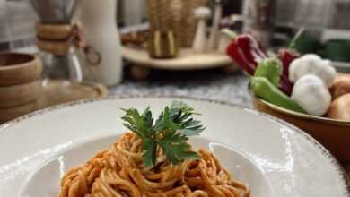 Warm plate of spaghetti with tomato sauce in a cozy kitchen setup, perfect for culinary enthusiasts.