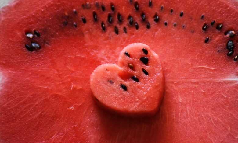 heart, watermelon, red