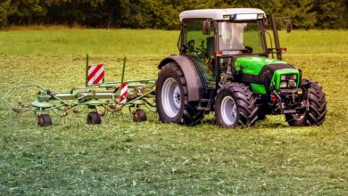 tractor, mower, pasture, meadow, agriculture, mow, harvest, grass, arable, technology, machine, agricultural machine, nature, field, work, landscape
