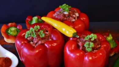 paprika, peppers filled, minced meat