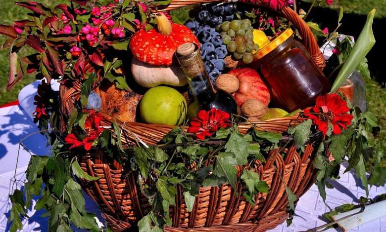 fruit basket, fruits, harvest