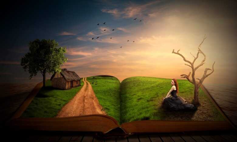 a book, woman, tree, path, house, nature, lawn, heaven, birds, landscape, knowledge, wisdom, training, story, nostalgia, wisdom, wisdom, wisdom, wisdom, wisdom, story, story, story