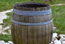 barrel, rainwater, water, nature, watering