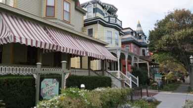 town, houses, reside, pastel, neighborhood, turret, front yard, veranda, multicoloured, city, candy colored, side walk, building, architecture, local community, awning, north america, usa, pavement, facades, awning, awning, awning, awning, awning
