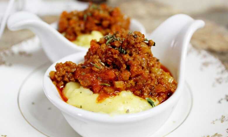 tomato meat sauce, meat sauce, polenta, ground meat, italian food, polenta, polenta, polenta, polenta, polenta, ground meat
