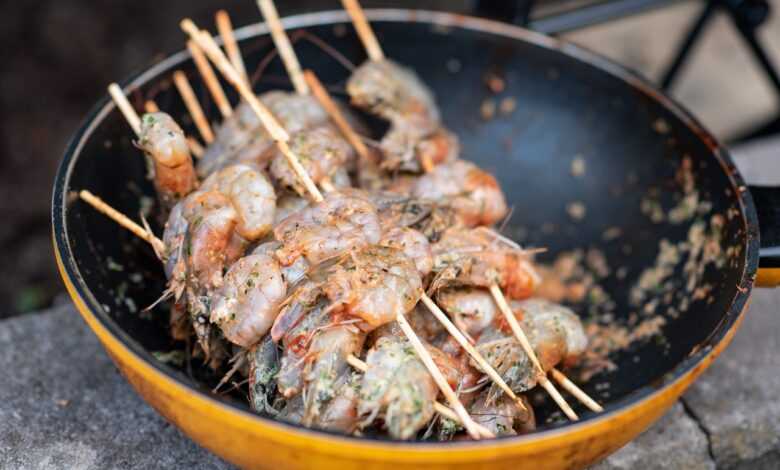 shrimp, skewers, marinade