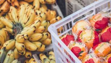 fruits, banana, orange