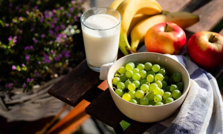 healthy, food, fruits, diet, bowl of grapes, apples, bananas, glass of milk, fresh, nutrition, vegetarian, delicious, food, diet, diet, diet, diet, diet