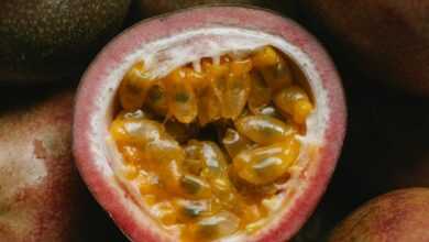 Ripe half of passion fruit