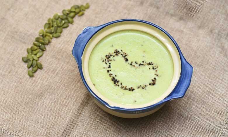 soup, vegetable, pumpkin seed