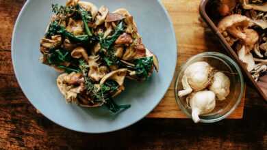 cooked food on blue ceramic plate