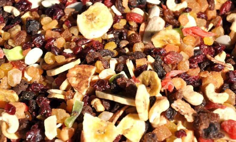 dried fruit, mixed, food