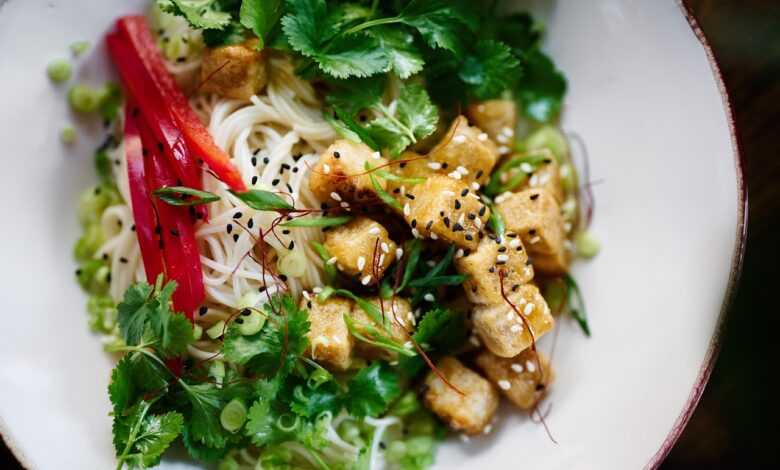 pasta, coriander, salad