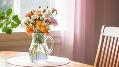 flowers, table, vase